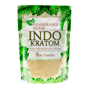 REMARKABLE HERBS GREEN VEIN MITRAGYNA SPECIOSA INDO KRATOM POWDER 8OZ BAG