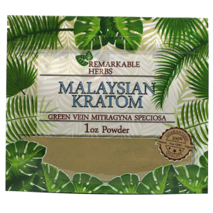 REMARKABLE HERBS GREEN VEIN MITRAGYNA SPECIOSA MALAYSIAN KRATOM POWDER 1OZ BAG
