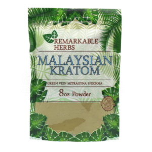 REMARKABLE HERBS GREEN VEIN MITRAGYNA SPECIOSA MALAYSIAN KRATOM POWDER 8OZ BAG