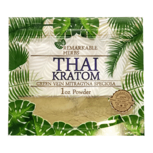 REMARKABLE HERBS GREEN VEIN MITRAGYNA SPECIOSA THAI KRATOM POWDER 1OZ BAG