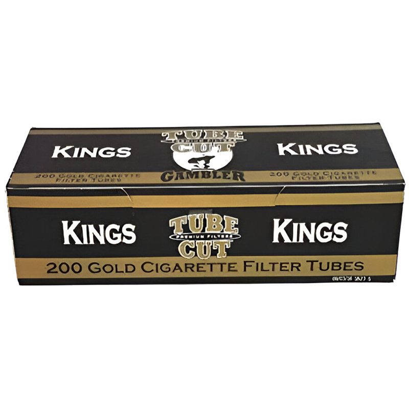 GAMBLER TUBE CUT  GOLD KING SIZE 200 CIGARETTE FILTER TUBES- PACK OF 5