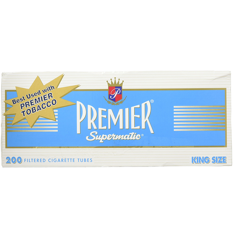 PREMIER SUPERMATIC FILTERED CIGARETTE TUBES KING SIZE BLUE 200CT - BUNDLE OF 5