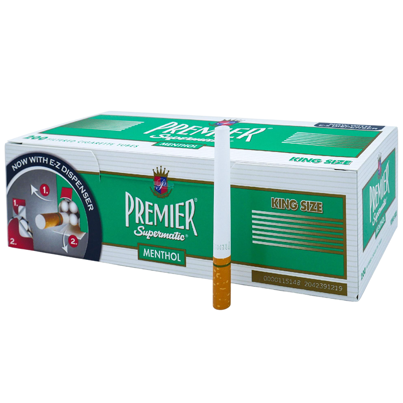 PREMIER SUPERMATIC FILTERED CIGARETTE TUBES KING SIZE MENTHOL 200CT - BUNDLE OF 5