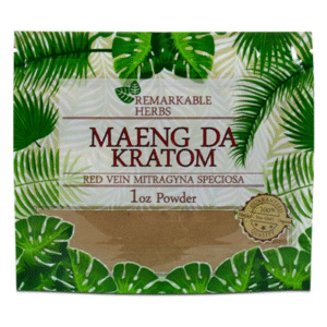 REMARKABLE HERBS RED VEIN MITRAGYNA SPECIOSA MAENG DA KRATOM POWDER 1OZ BAG