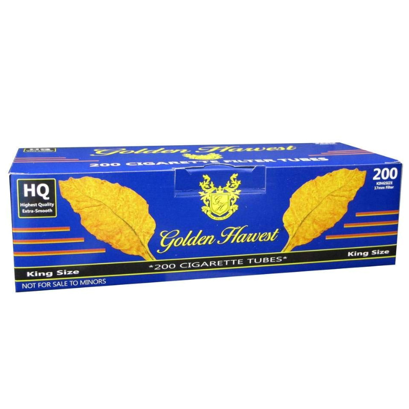 GOLDEN HARVEST HQ CIGARETTES TUBES 17MM KING SIZE BLUE 200CT - BUNDLE OF 5