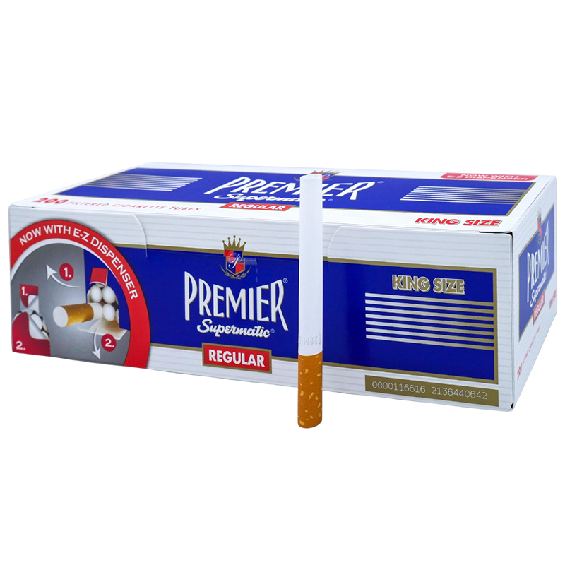 PREMIER SUPERMATIC FILTERED CIGARETTE TUBES KING SIZE REGULAR 200CT - BUNDLE OF 5