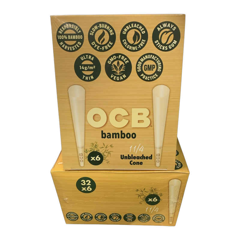OCB BAMBOO 1 1/4 6PK CONE 32-CT -