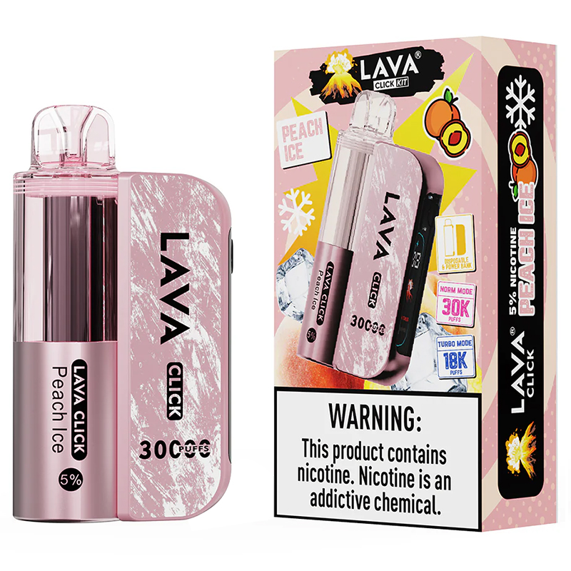 LAVA CLICK KIT DISPOSABLE & POWER BANK 30K PEACH MANGO WATERMELON 5%- BOX OF 5