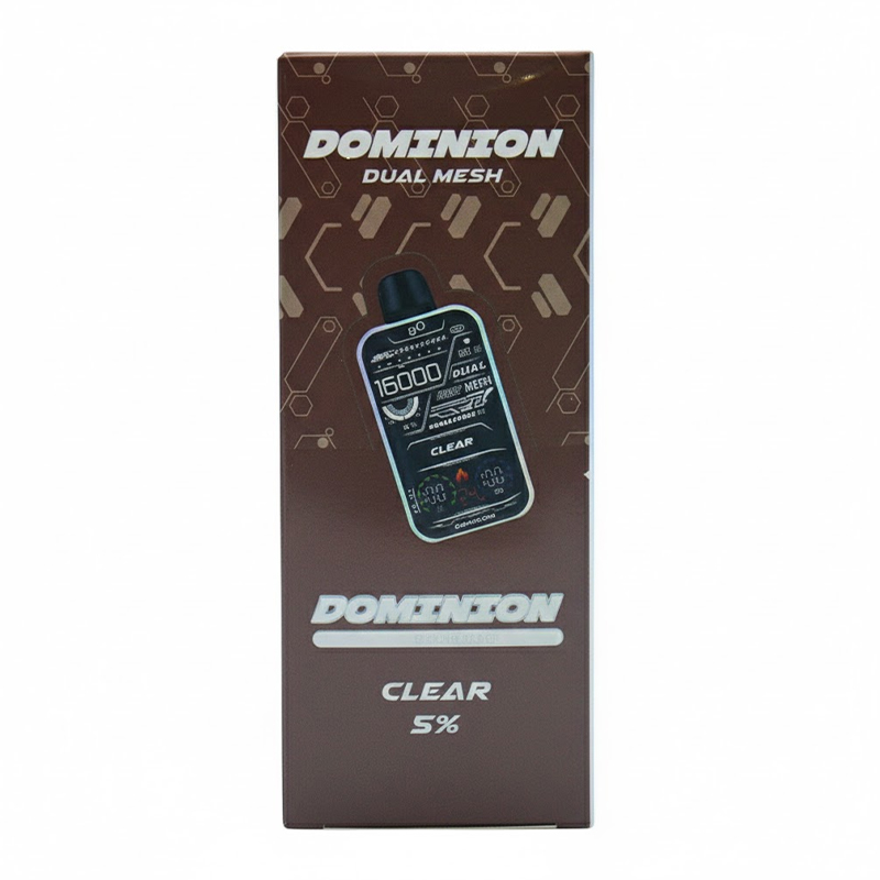 EVO DOMINION DISPOSABLE 16000PF CLEAR 5% -BOX OF 5 (GLOW IN DARK)
