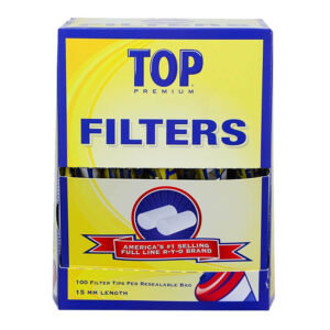 TOP PREMIUM 15MM FILTERS BLUE 100CT - BOX OF 30 POUCHES
