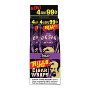 ZIG ZAG 4PK RILLO SIZE 4 CIGAR WRAPS - BOX OF 15 POUCHES