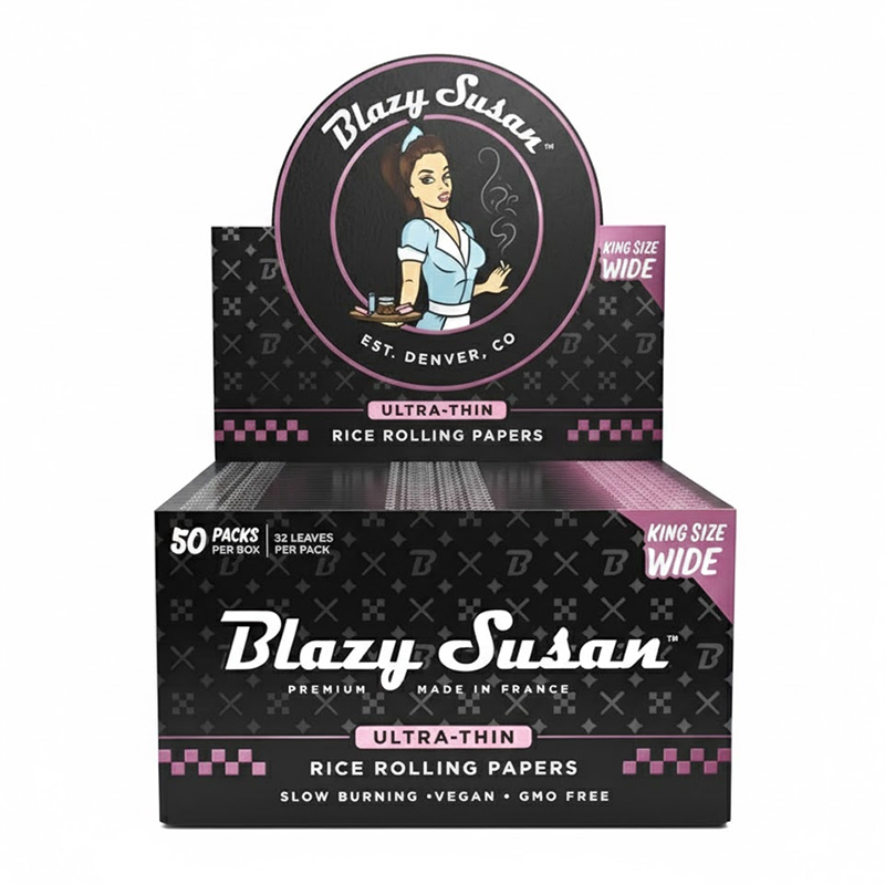 BLAZY SUSAN KING SIZE ULTRA THIN RICE ROLLING PAPERS - BOX OF 50