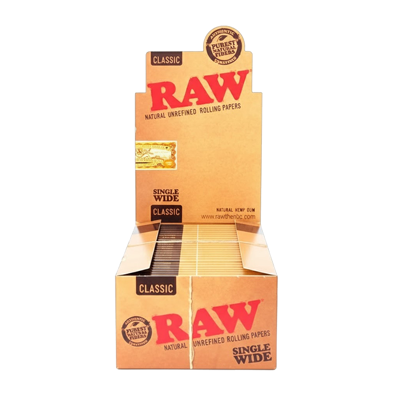 RAW SINGLE WIDE CLASSIC ROLLING PAPER50 PER BOX