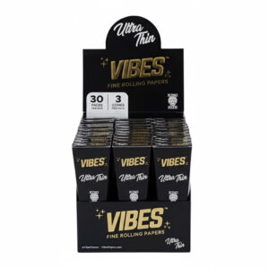 VIBES_ULTRA THIN ROLLING PAPERS_KING SIZE_3CONES_30PACK PER BOX