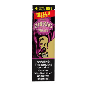 ZIG ZAG 4PK RILLO SIZE 4 CIGAR WRAPS PINK - BOX OF 15 POUCHES