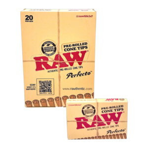 RAW PRE-ROLLED CONE TIPS PERFECTO - 20 PER BOX