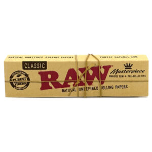 RAW CLASSIC PAPERS MASTERPIECE KINGSIZE+ PRE ROLLED TIPS - 24 PER BOX