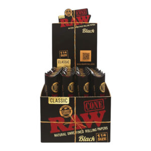 RAW BLACK CONES 1 1/4 SIZE - 6 CONES PER PACK