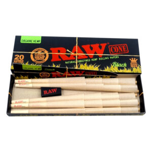 RAW BLACK ORGANIC CONES KING SIZE - 20 CONES PER PACK