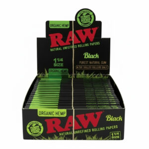 RAW BLACK ORGANIC PAPERS 1 1/4 SIZE - 24 PER BOX