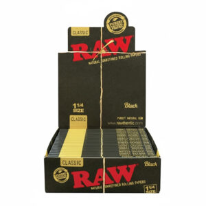 RAW BLACK PAPERS 1 1/4 SIZE - 24 PER BOX