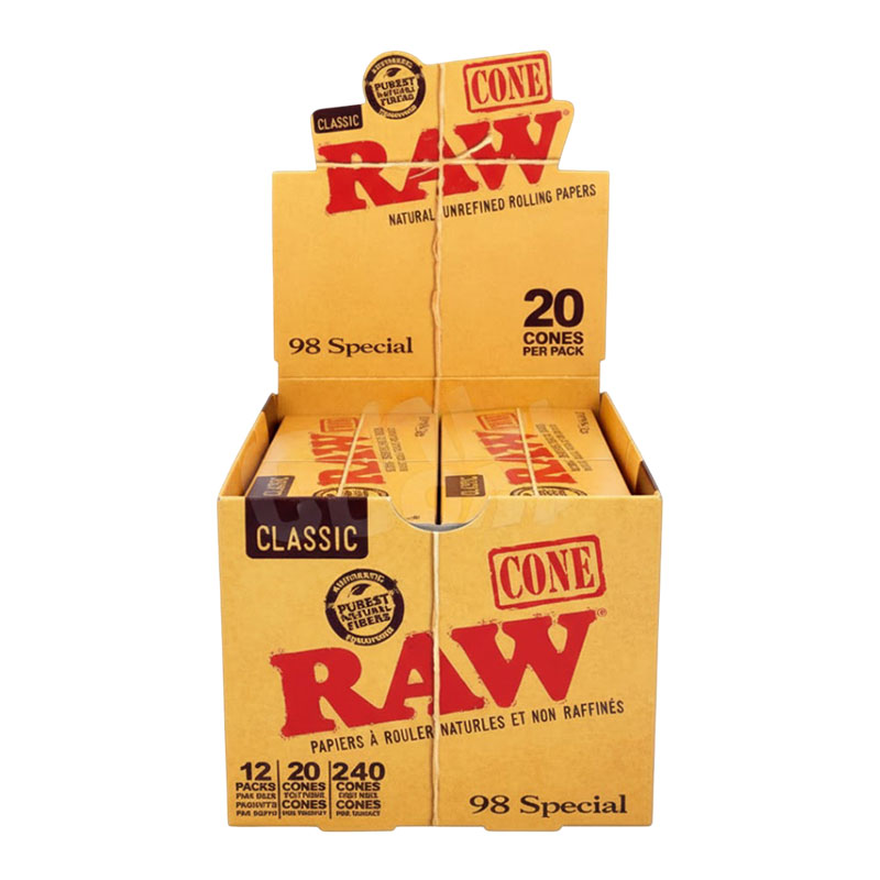 RAW CLASSIC CONES 98 SPECIAL - 20 CONES PER PACK (12 PACKS PER BOX)