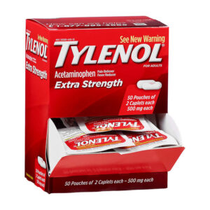 TYLENOL EXTRA STRENGTH - 50 POUCHES OF 2 CAPLETS