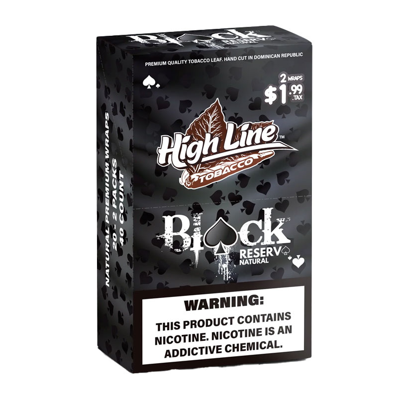 HIGH LINE 2PK WRAPS BOX OF 20 - BLACK RESERVE