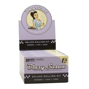BLAZY SUSAN PURPLE DELUXE ROLLING KIT PAPERS + TIPS + TRAY 1.25 SIZE - 20 KITS PER BOX