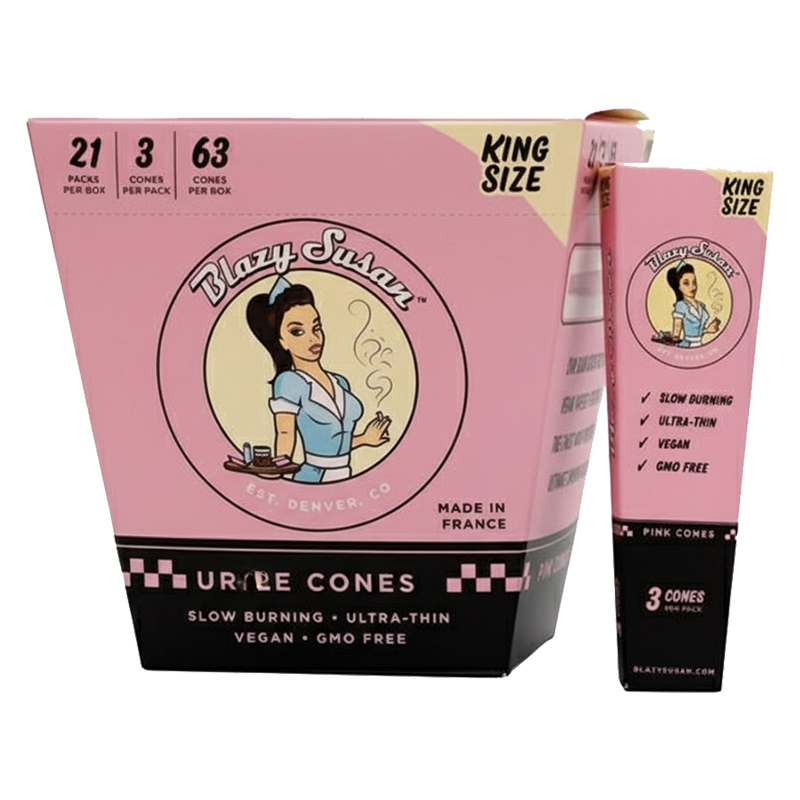 BLAZY SUSAN PINK CONES KING SIZE - 3 CONES PER PACK