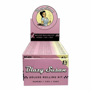 BLAZY SUSAN PINK DELUXE ROLLING KIT PAPERS + TIPS + TRAY 1.25 SIZE - 20 KITS PER BOX