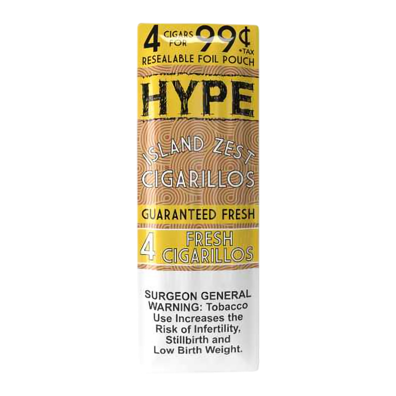 HYPE 4 PK CIGARILLOS BOX OF 15- ISLAND ZEST