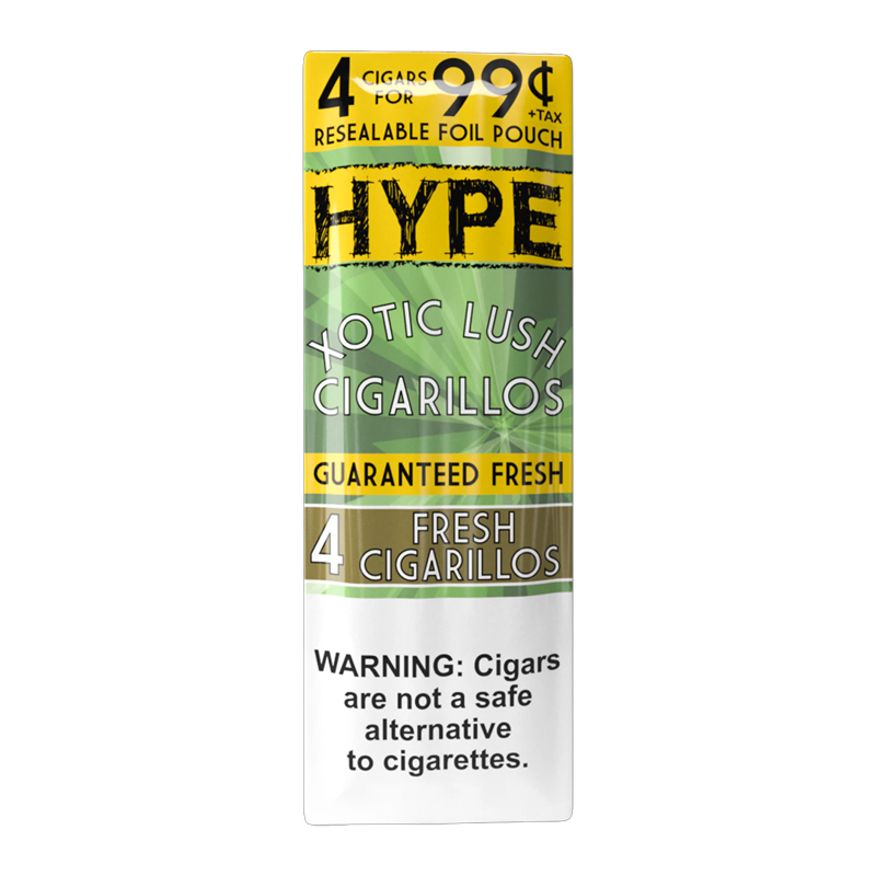 HYPE 4 PK CIGARILLOS BOX OF 15- XOTIC LUSH
