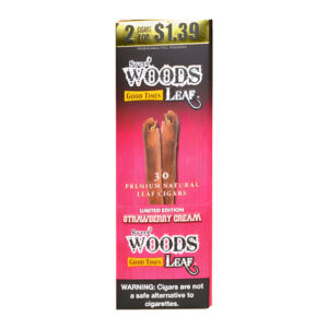 SWEET WOODS LEAF 2CT BOX OF 15 POUCHES - STRAWBERRY CREAM (2 CIGARS)