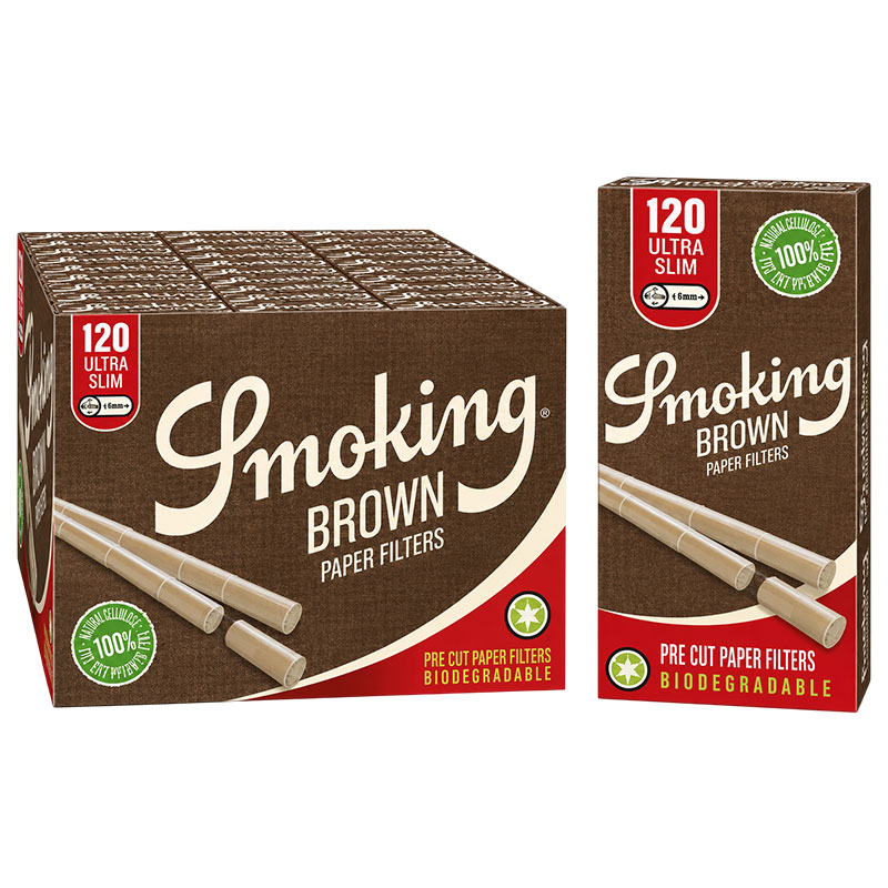 SMOKING FILTER_BROWN PAPERS FILTER 120 ULTRA SLIM 20 PER BOX