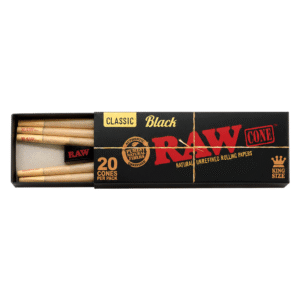 RAW BLACK CONES KING SIZE - 20 CONES PER PACK (12 PACKS PER BOX) - 716165253013