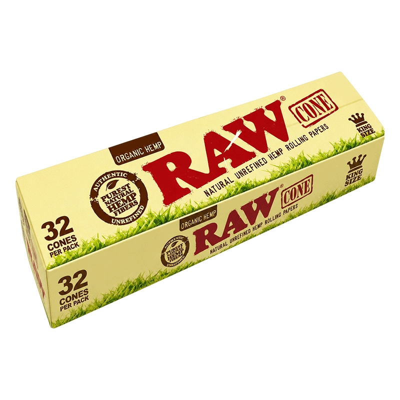 RAW ORGANIC HEMP CONES KING SIZE - 32 CONES PER PACK