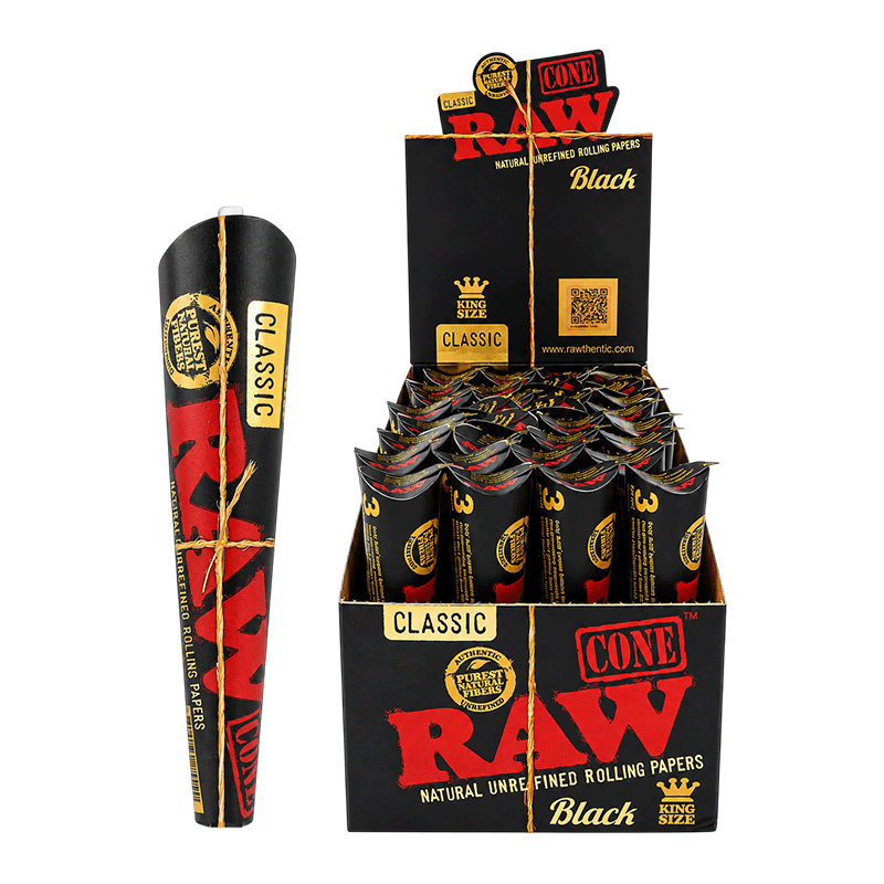 RAW BLACK CONES KING SIZE - 3 CONES PER PACK