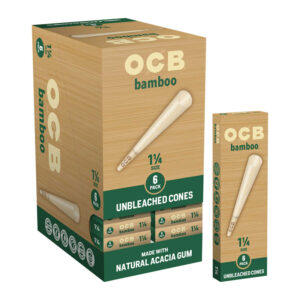 OCB BAMBOO UNBLEACHED 1 1/4 CONE 6PK 24CT